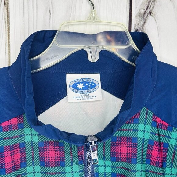VTG Starbus Blue Tartan Weather Screen Windbreaker Sz XL Volvo Legends Series - Picture 7 of 10